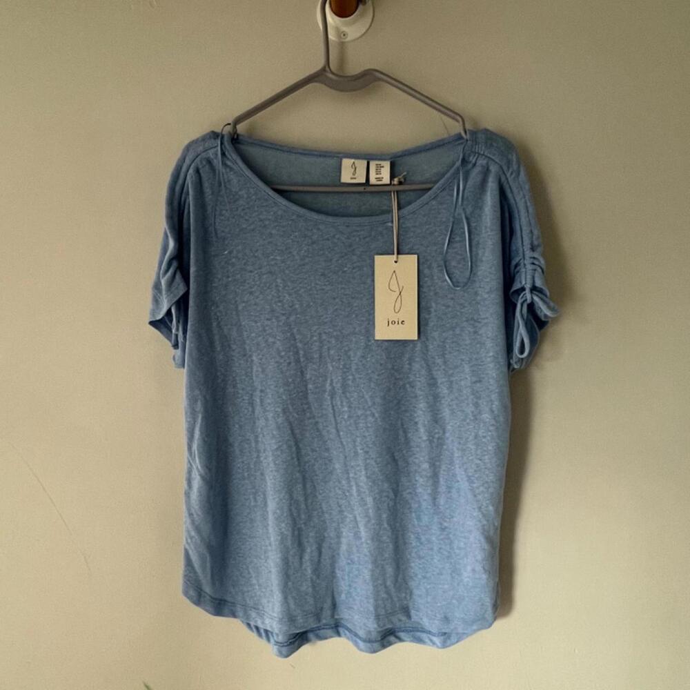 oie Light Blue Shirt with Shoulder Scrunches – Size Medium | Brand New with Tags
